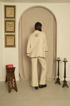 Le-Monade Dreams-Triko Ekru Siyah Sıçandiş Nakışlı Oversize Tunik-Kazak & Triko-5-Milagron.com