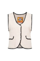 Le-Monade Dreams-Triko Ekru Siyah Sıçandiş Nakışlı Yelek-Yelek-1-Milagron.com