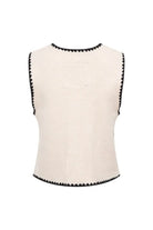 Le-Monade Dreams-Triko Ekru Siyah Sıçandiş Nakışlı Yelek-Yelek-2-Milagron.com