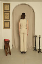 Le-Monade Dreams-Triko Ekru Siyah Sıçandiş Nakışlı Yelek-Yelek-5-Milagron.com