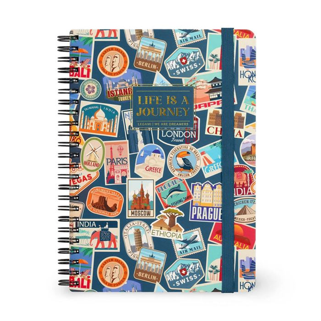 Legami Çizgili Spiral Ciltli Defter - Büyük - Gezi Desenli