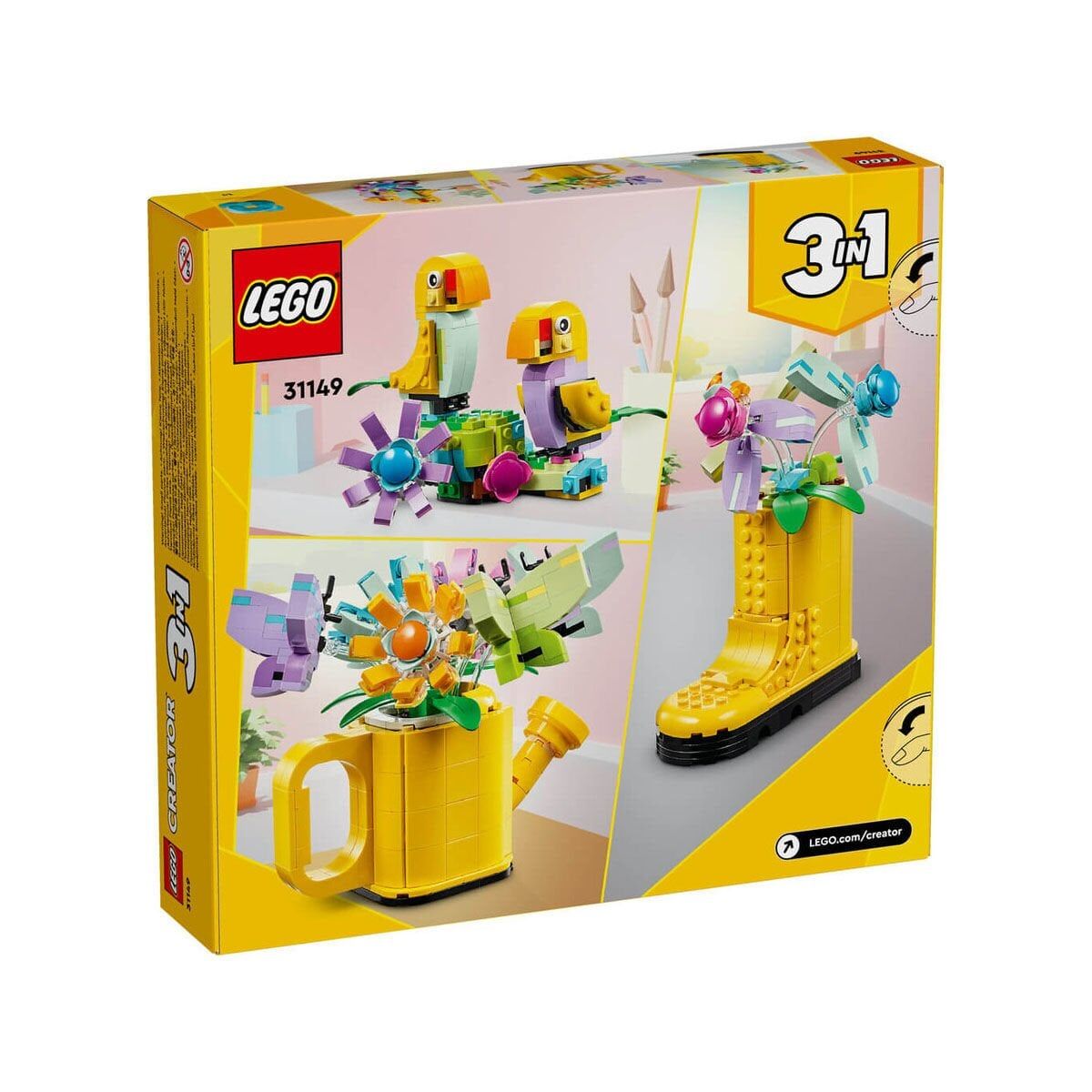 31149 Lego Creator 3Ü1Arada Sulama Kabında Çiçekler 420 Parça +8 Yaş