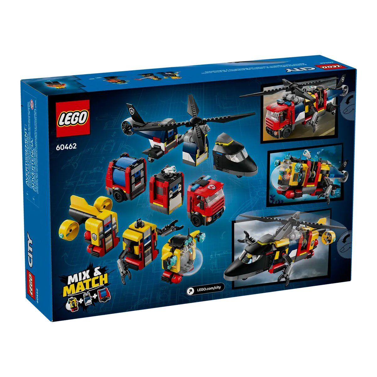 60462 Lego City Helikopter, İTfaiye Kamyonu Ve Denizaltı 874 Parça +7 Yaş