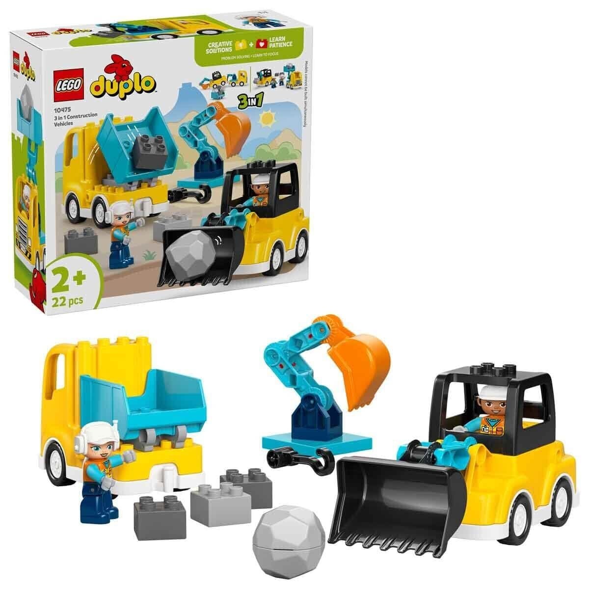 10475 Lego Duplo 3Ü1 Arada İNşaat Araçları 22 Parça +2 Yaş