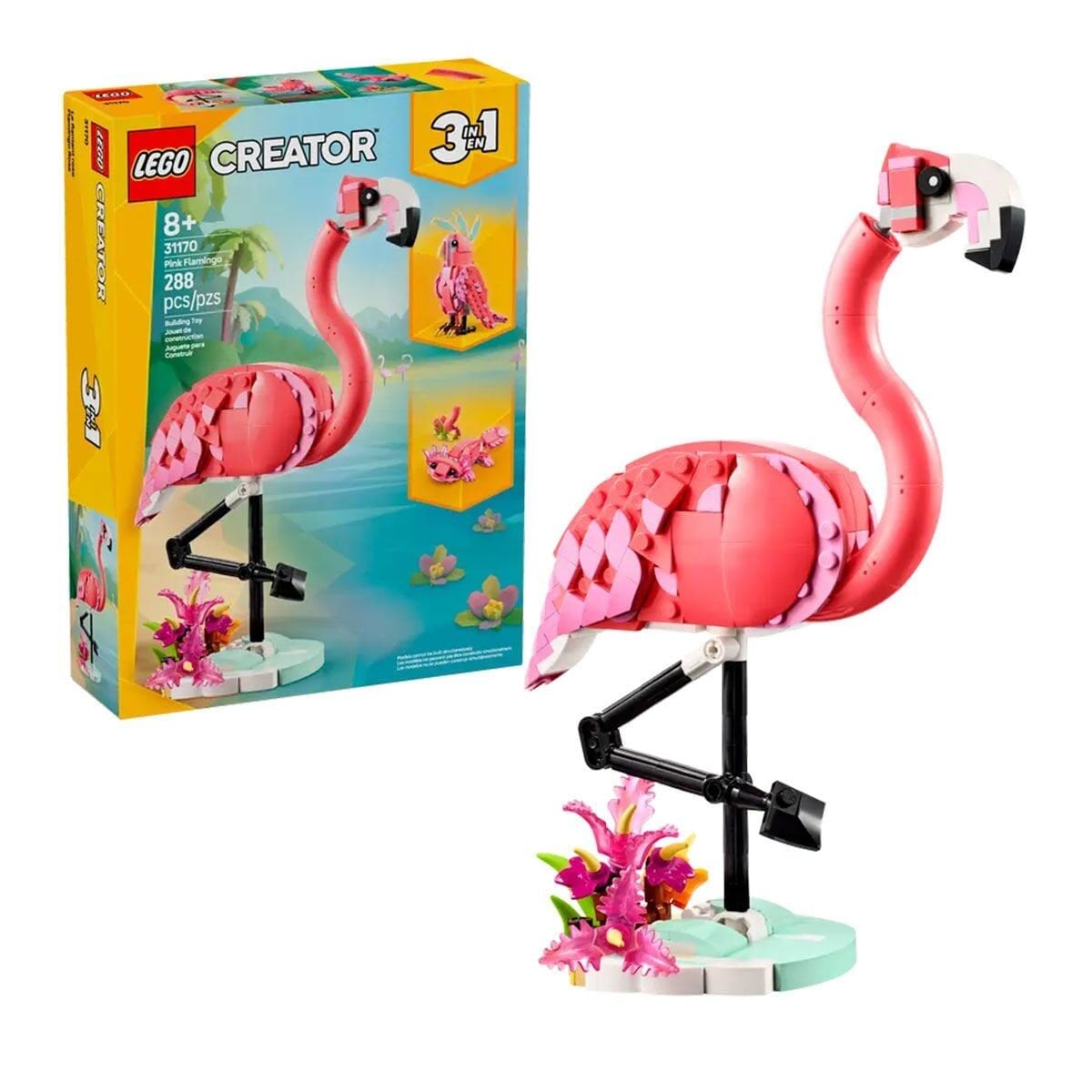 31170 Lego Creator 3Ü1 Arada Vahşi Hayvanlar:Pembe Flamingo 288 Parça +8 Yaş