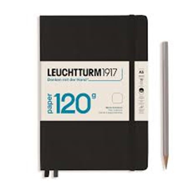 Leuchtturm 1917-Leuchttrum 1917 Superior Paper Edition 120 G/M² Sert Kapak, A5, çizgisiz Black 364424-Çizgisiz (Düz)-1-Milagron.com