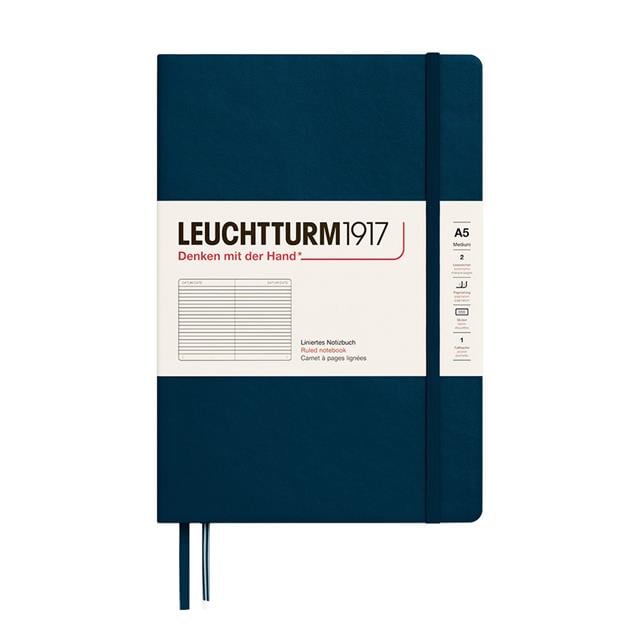 Leuchtturm 1917-2025 Colors Orta Boy (A5), Sert Kapak, 251 Sayfa, Çizgili Defter Deep Sea 372190-Defter-1-Milagron.com