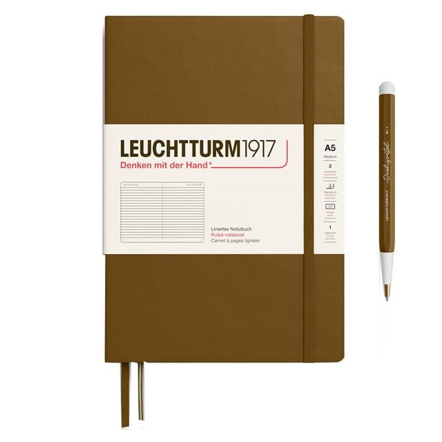 Leuchtturm 1917-2025 Colors Orta Boy (A5), Sert Kapak, 251 Sayfa, Çizgili Defter Spice Brown 372198-Defter-1-Milagron.com
