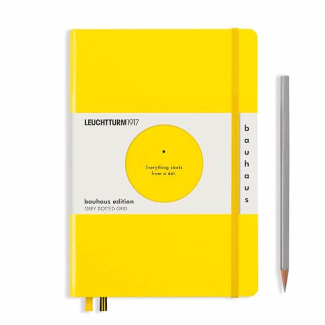 Leuchtturm 1917-Leuchtturm1917 Bauhaus Serisi Not Defteri, Orta Boy (A5), Sert Kapak, 251 Sayfa Gri Noktalı Defter Lemon 359620-Noktalı-1-Milagron.com