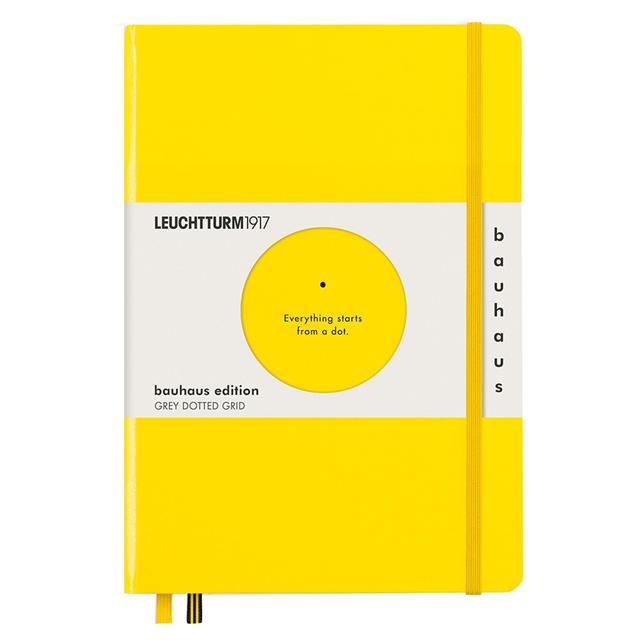 Leuchtturm 1917-Leuchtturm1917 Bauhaus Serisi Not Defteri, Orta Boy (A5), Sert Kapak, 251 Sayfa Gri Noktalı Defter Lemon 359620-Noktalı-3-Milagron.com
