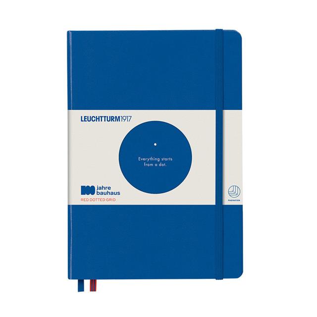 Leuchtturm 1917-Leuchtturm1917 Bauhaus Serisi Not Defteri, Orta Boy (A5), Sert Kapak, 251 Sayfa Kırmızı Noktalı Defter Royal Blue 359618-Noktalı-1-Milagron.com