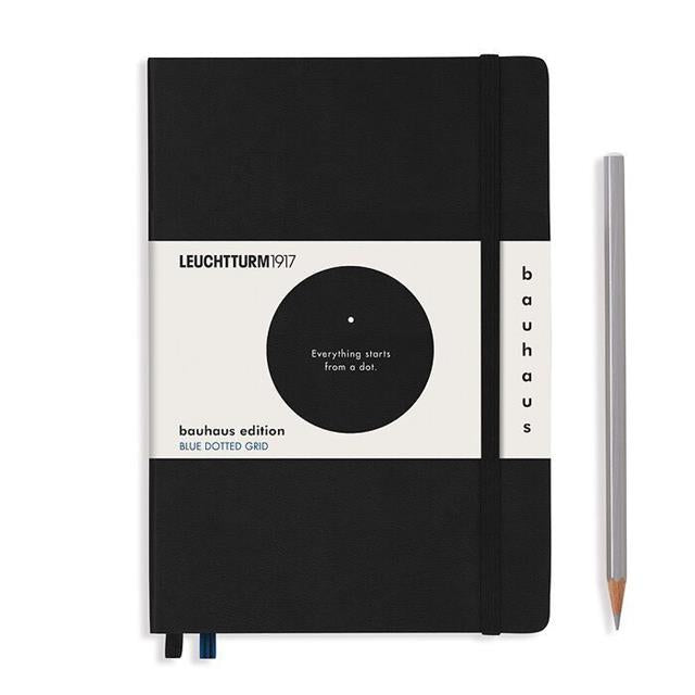 Leuchtturm 1917-Leuchtturm1917 Bauhaus Serisi Not Defteri, Orta Boy (A5), Sert Kapak, 251 Sayfa Mavi Noktalı Defter Black 359617-Noktalı-1-Milagron.com