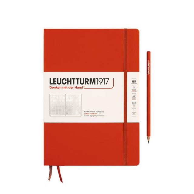 Leuchtturm 1917-Leuchtturm1917 Composition Notebook, B5, Sert Kapak, 219 Sayfa Not Defteri, Noktalı, Fox Red 370276-Noktalı-1-Milagron.com