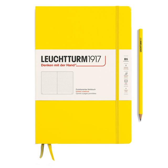Leuchtturm 1917-Leuchtturm1917 Composition Notebook, B5, Sert Kapak, 219 Sayfa Not Defteri, Noktalı, Lemon 366169-Noktalı-1-Milagron.com