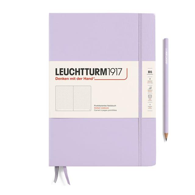 Leuchtturm 1917-Leuchtturm1917 Composition Notebook, B5, Sert Kapak, 219 Sayfa Not Defteri, Noktalı, Lilac 368150-Noktalı-1-Milagron.com