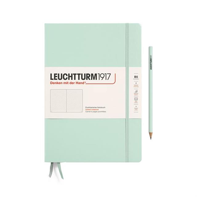 Leuchtturm 1917-Leuchtturm1917 Composition Notebook, B5, Sert Kapak, 219 Sayfa Not Defteri, Noktalı, Mint 370282-Noktalı-1-Milagron.com