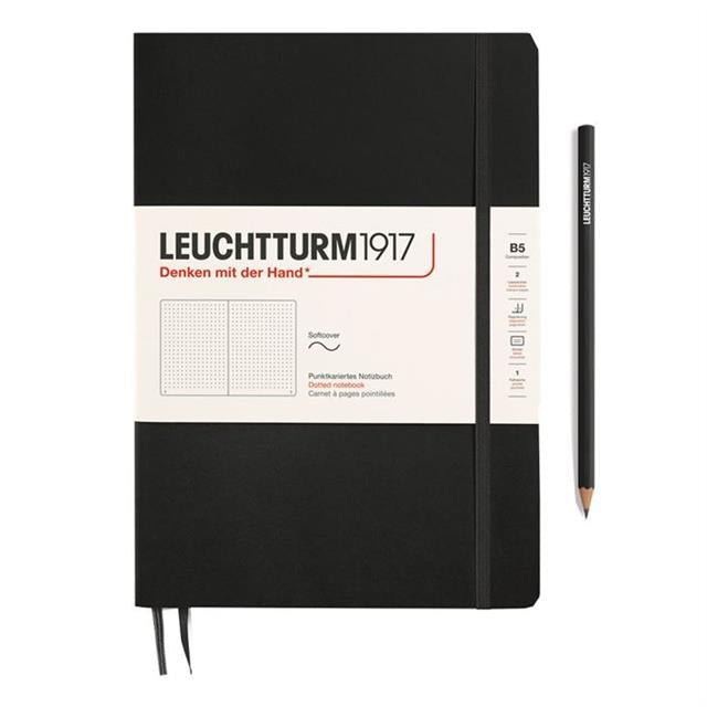 Leuchtturm 1917-Leuchtturm1917 Composition Notebook, B5, Yumuşak Kapak, 123 Sayfa Not Defteri, Noktalı, Black 349298-Noktalı-1-Milagron.com