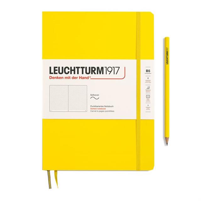 Leuchtturm 1917-Leuchtturm1917 Composition Notebook, B5, Yumuşak Kapak, 123 Sayfa Not Defteri, Noktalı, Lemon 355289-Noktalı-1-Milagron.com