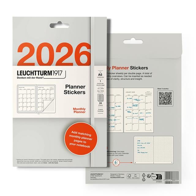 Leuchtturm 1917-Leuchtturm1917 Ajanda Stickerı 2026 Aylık Format Etiket, İngilizce 373025-Özel Defterler-1-Milagron.com