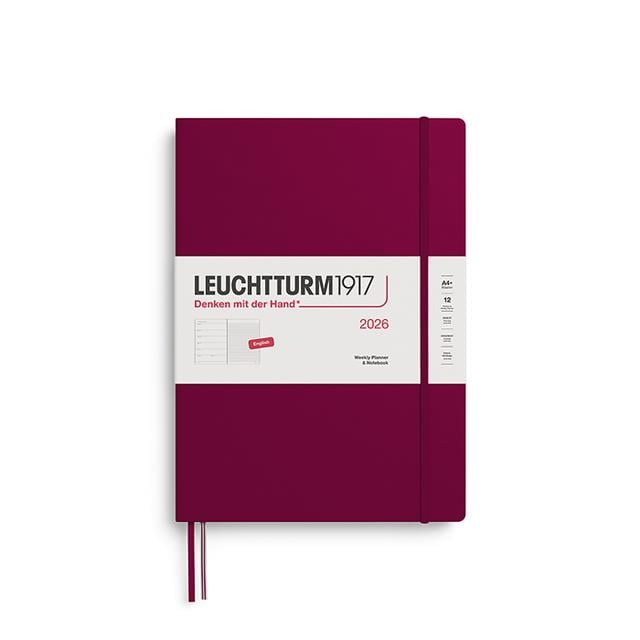 Leuchtturm 1917-Leuchtturm1917 Master Boy (A4+) 12 Aylık Ajanda Ve Not Defteri (çizgili) 2026 Sert Kapak, İngilizce, Port Red372641-Özel Defterler-1-Milagron.com