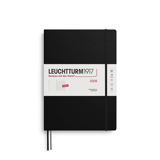 Leuchtturm 1917-Leuchtturm1917 Master Boy (A4+) 12 Aylık Ajanda Ve Not Defteri (çizgili) 2026 Sert Kapak, İngilizce, Siyah 372640-Özel Defterler-1-Milagron.com