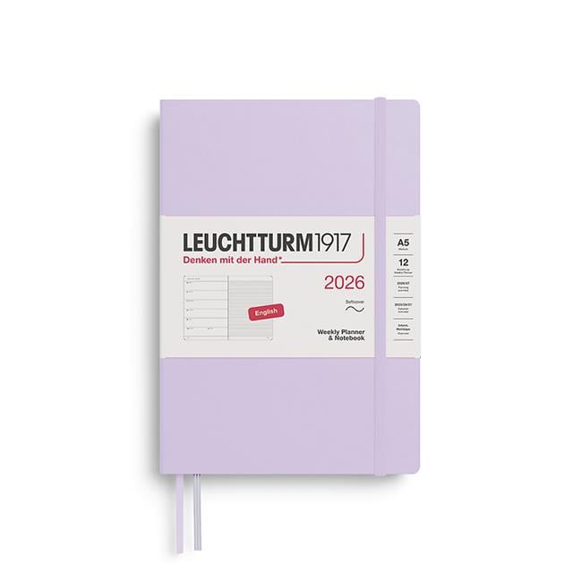 Leuchtturm 1917-Leuchtturm1917 Orta Boy (A5) 12 Aylık Ajanda Ve Not Defteri (çizgili) 2026 Yumuşak Kapak, İngilizce, Lilac372672-Özel Defterler-1-Milagron.com