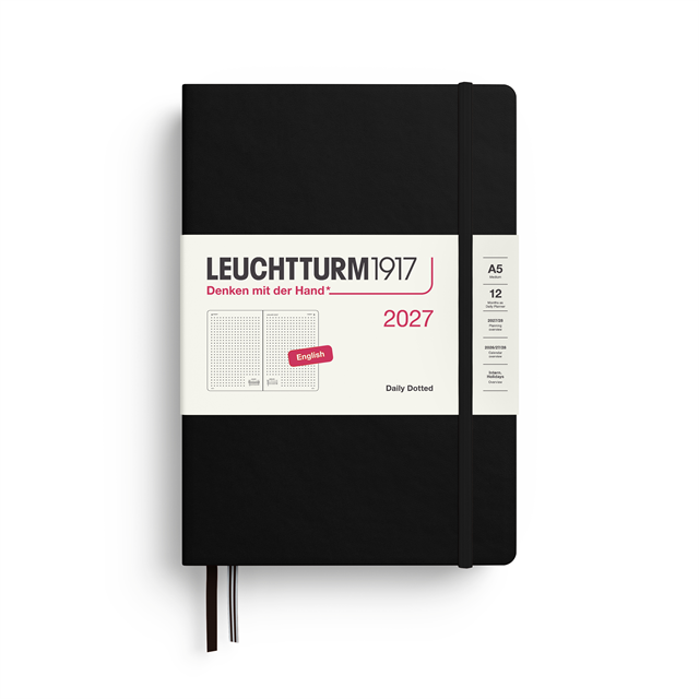 Leuchtturm1917 Planner 2027 - 12M Günlük Planner Noktalı Medium A5 2027 İNgilizce Black 400333 - ÖnsiPariŞ