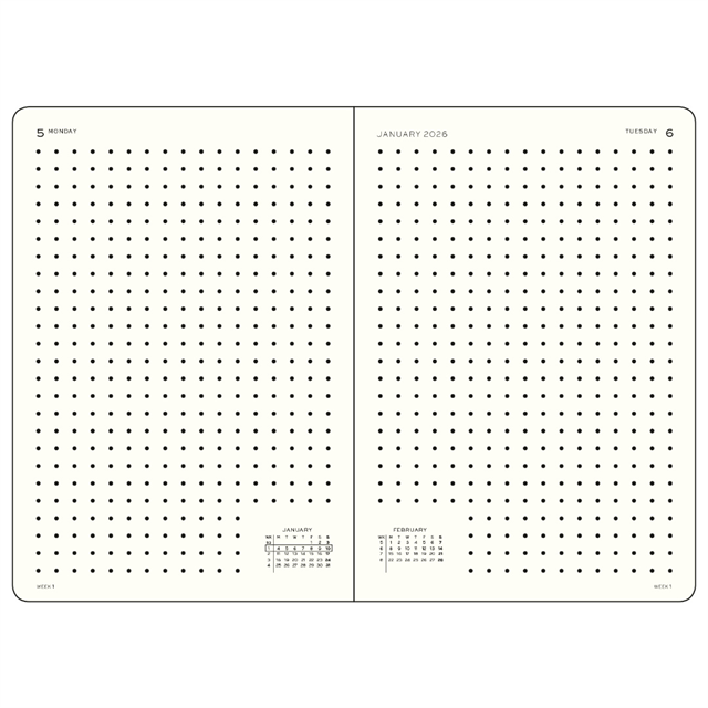 Leuchtturm1917 Planner 2027 - 12M Günlük Planner Noktalı Medium A5 2027 İNgilizce Black 400333 - ÖnsiPariŞ