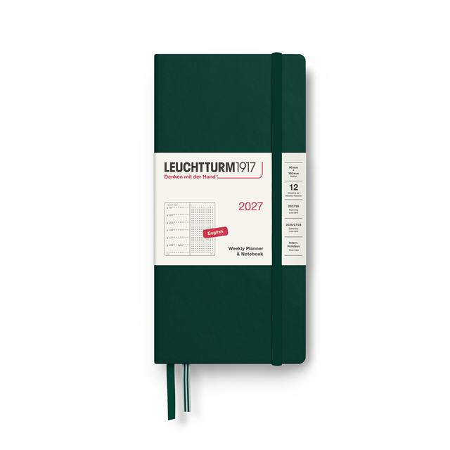 Leuchtturm1917 Planner 2027 - 12M Haftalık Planner & Notebook Noktalı Wallet B6 X A6 2027 İNgilizce Forest Green 400267 - ÖnsiPariŞ