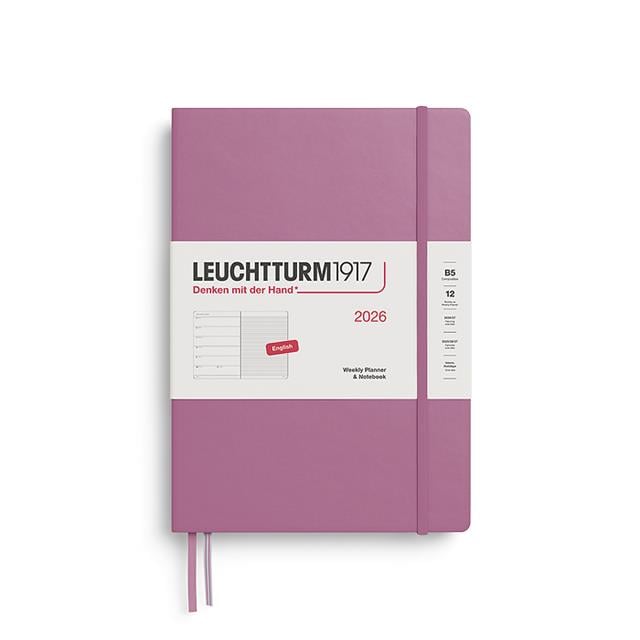 Leuchtturm 1917-Leuchtturm1917 Tablet Boy (B5) 12 Aylık Ajanda Ve Not Defteri (çizgili) 2026 Sert Kapak, İngilizce, Dusty Rose372643-Özel Defterler-1-Milagron.com