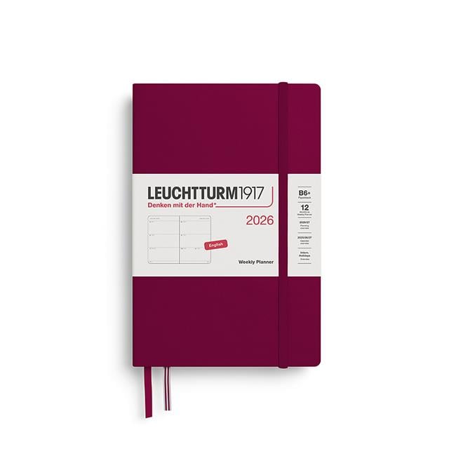 Leuchtturm 1917-Leuchtturm1917 çanta Boy (B6+) 12 Aylık Haftalık Ajanda 2026 Sert Kapak, İngilizce, Port Red372716-Özel Defterler-1-Milagron.com