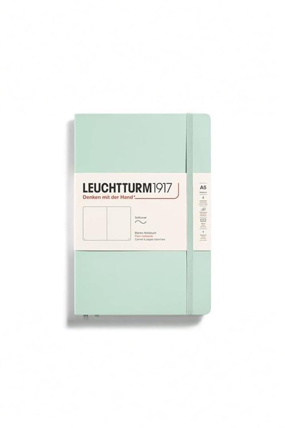 Leuchtturm 1917-Medium A5 Sert Kapak 251 Numaralandırılmış Çizgisiz Sayfa Defter Mint Green-Defter-1-Milagron.com