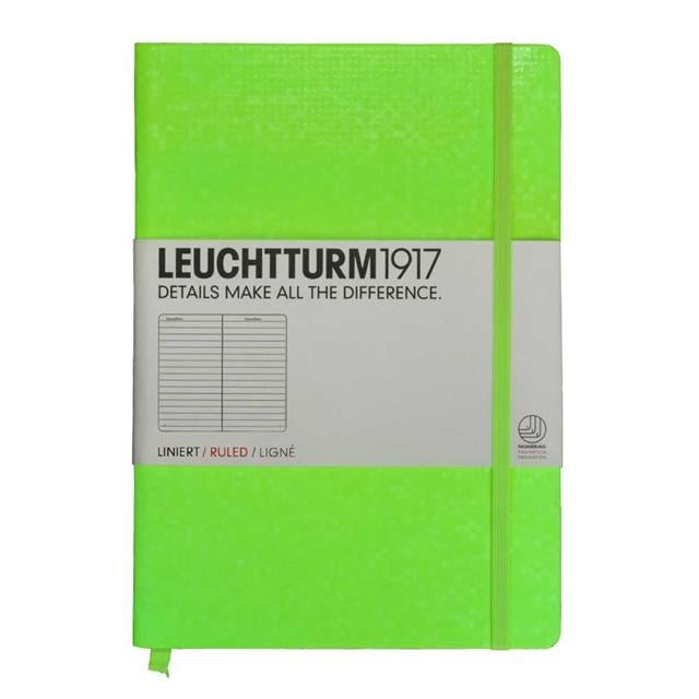 Leuchtturm 1917-Medium(a5) Sert Kapak, 251 Numaralandırılmış Çizgili Defter Neon Yeşil 345102-Defter-1-Milagron.com