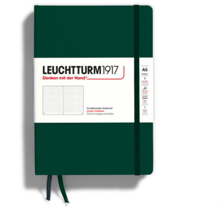 Leuchtturm 1917-Medium(a5) Sert Kapak, 251 Numaralandırılmış Noktalı Sayfa Defter Forest Green 367255-Defter-1-Milagron.com