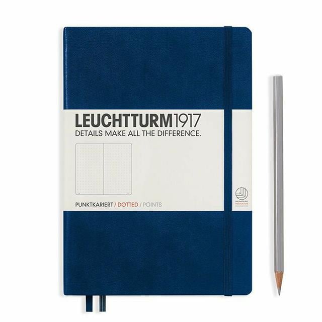 Leuchtturm 1917-Medium(a5) Sert Kapak, 251 Numaralandırılmış Noktalı Sayfa Defter Navy 342925-Defter-1-Milagron.com
