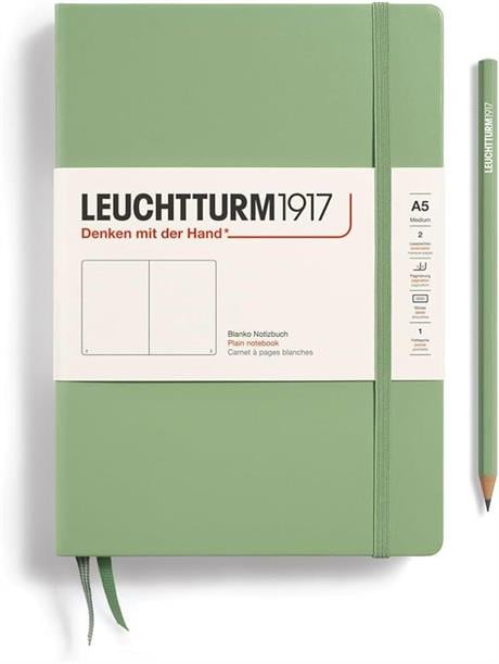 Leuchtturm 1917-Medium(a5) Sert Kapak, 251 Numaralandırılmış Noktalı Sayfa Defter Sage 361584-Defter-1-Milagron.com