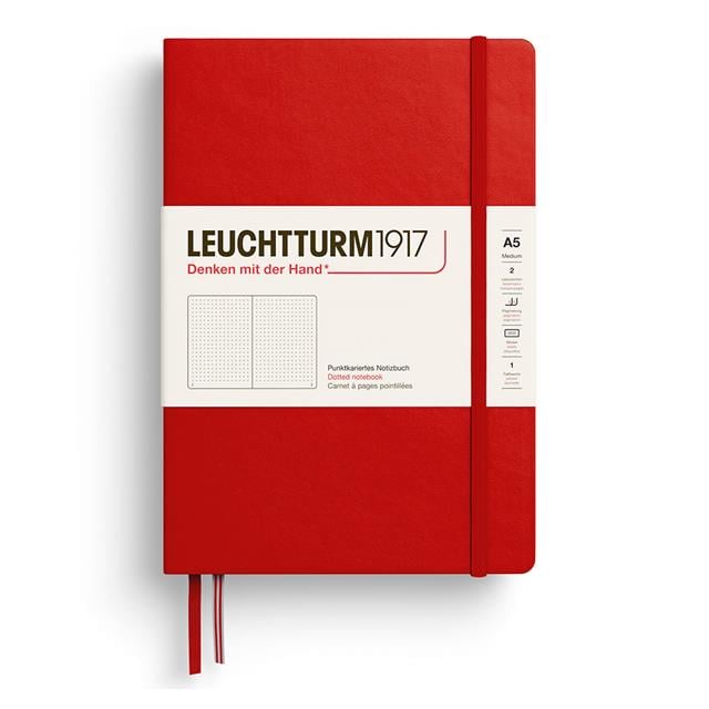 Leuchtturm 1917-Noktalı Sert Kapak Not Defteri A5 - Kiraz (251 Sayfa)-Defter-1-Milagron.com