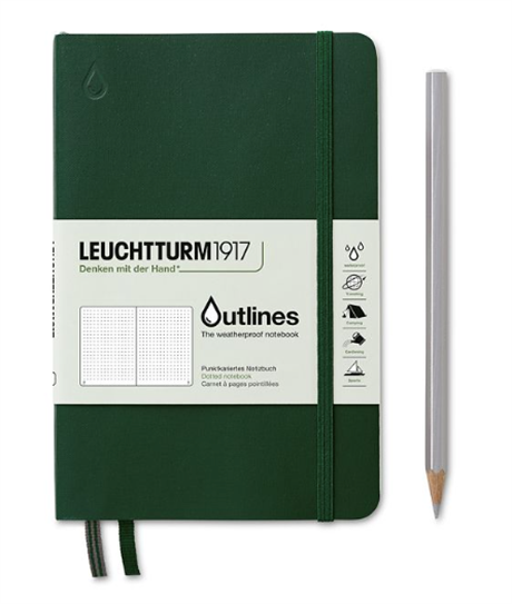 Leuchtturm 1917-Outlines, Hava Koşullarına Dayanıklı B6+, Yumuşak Deri Kapak Walden Green Defter 363020-Defter-1-Milagron.com