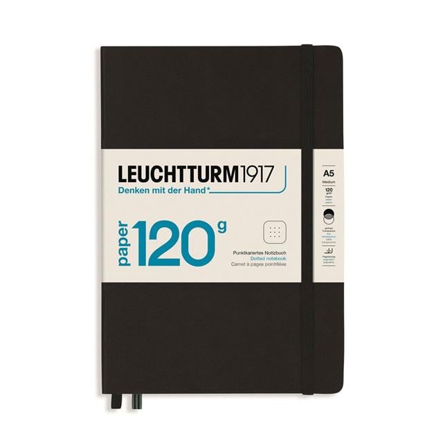 Leuchtturm 1917-Leuchttrum 1917 Superior Paper Edition 120 G/M² Sert Kapak, A5, Noktalı Black 363533-Noktalı-1-Milagron.com
