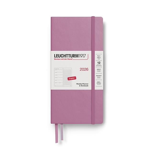 Leuchtturm 1917-Weekly Planner & Ajanda Defter Noktalı Wallet (B6+ X A6) 2026, Dusty Rose, English 372879-Noktalı-1-Milagron.com