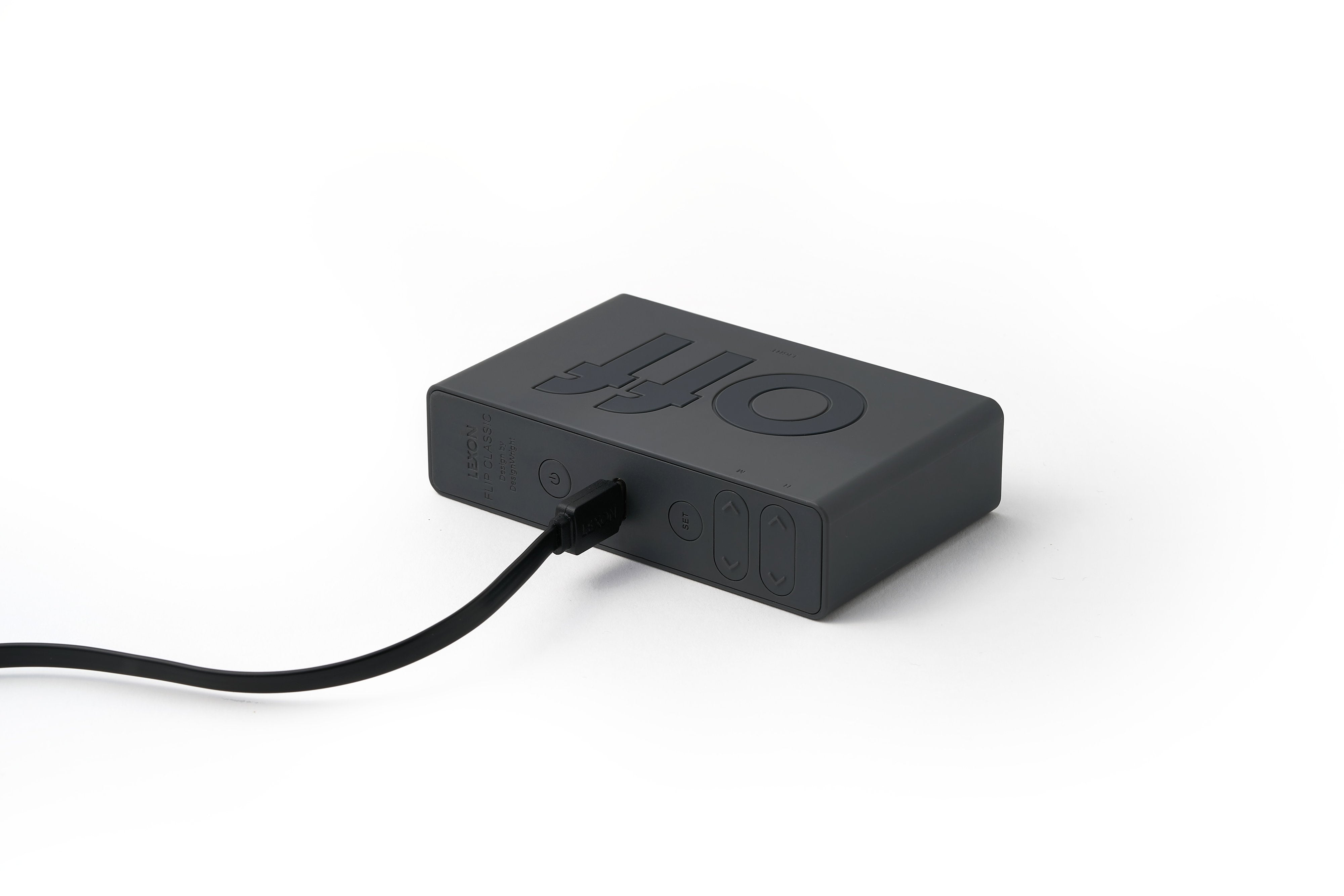 Lexon-Lexon Flip Klasik Şarj Edilebilir Alarm Saat Koyu Gri-Alarm Saatler-3-Milagron.com