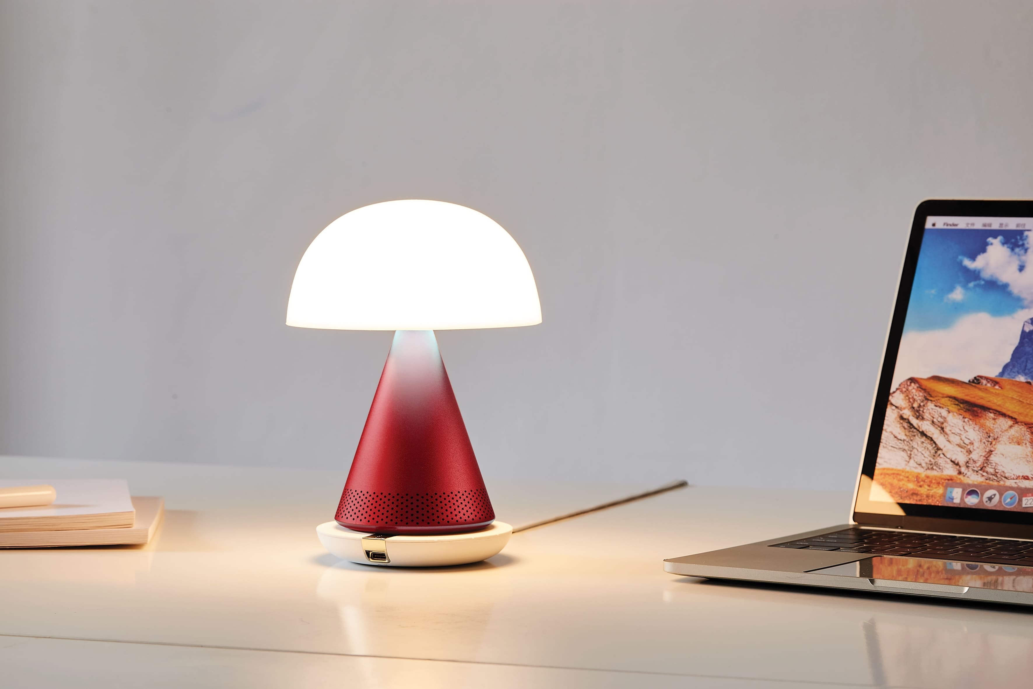 Lexon-Mina L Led Lamba Ve Bluetooth Hoparlör Koyu Kırmızı-Aydınlatmalar-8-Milagron.com