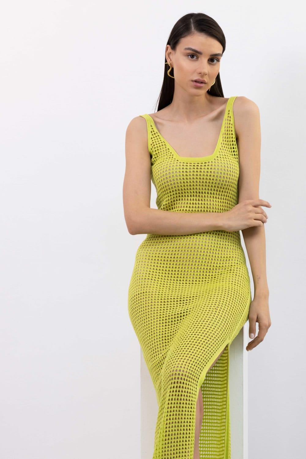 Licia İstanbul-SORUNLU - Loka Yeşil Maxi Boy Örgü Elbise-Elbise-2-Milagron.com