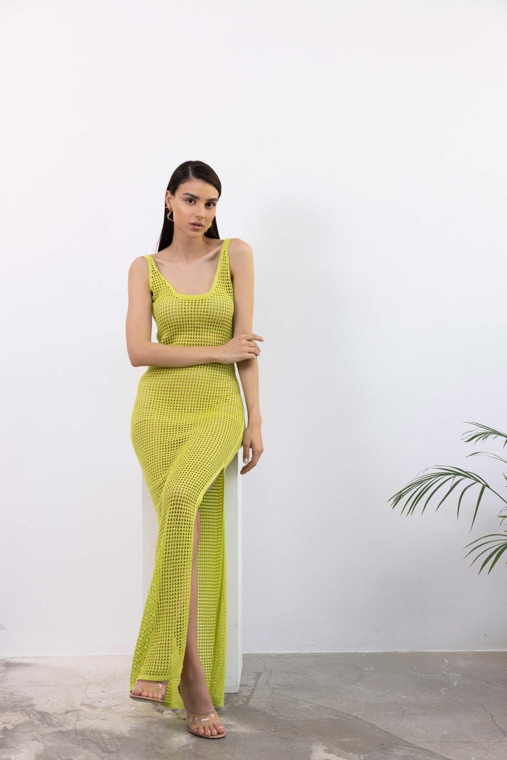 Licia İstanbul-SORUNLU - Loka Yeşil Maxi Boy Örgü Elbise-Elbise-5-Milagron.com