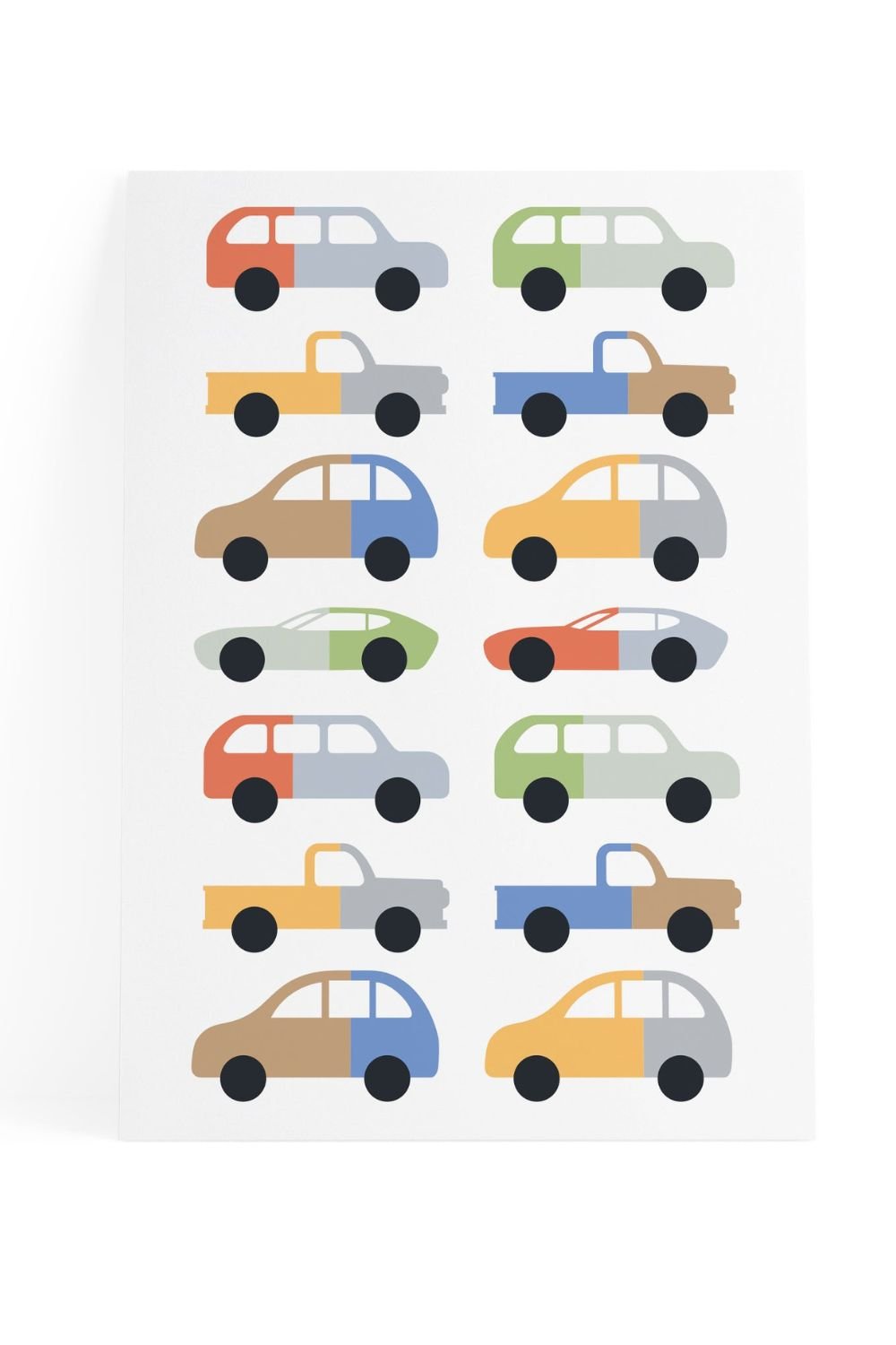 Lil'Gaea-Çok Renkli Arabalar Duvar Etiketi-Duvar Dekorları-1-Milagron.com