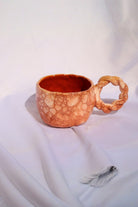 Lily & Loly Ceramics-Brown Bubble Kahverengi Bej Baloncuklu Kulplu El Yapımı Seramik Mug 200ml-Bardak-1-Milagron.com