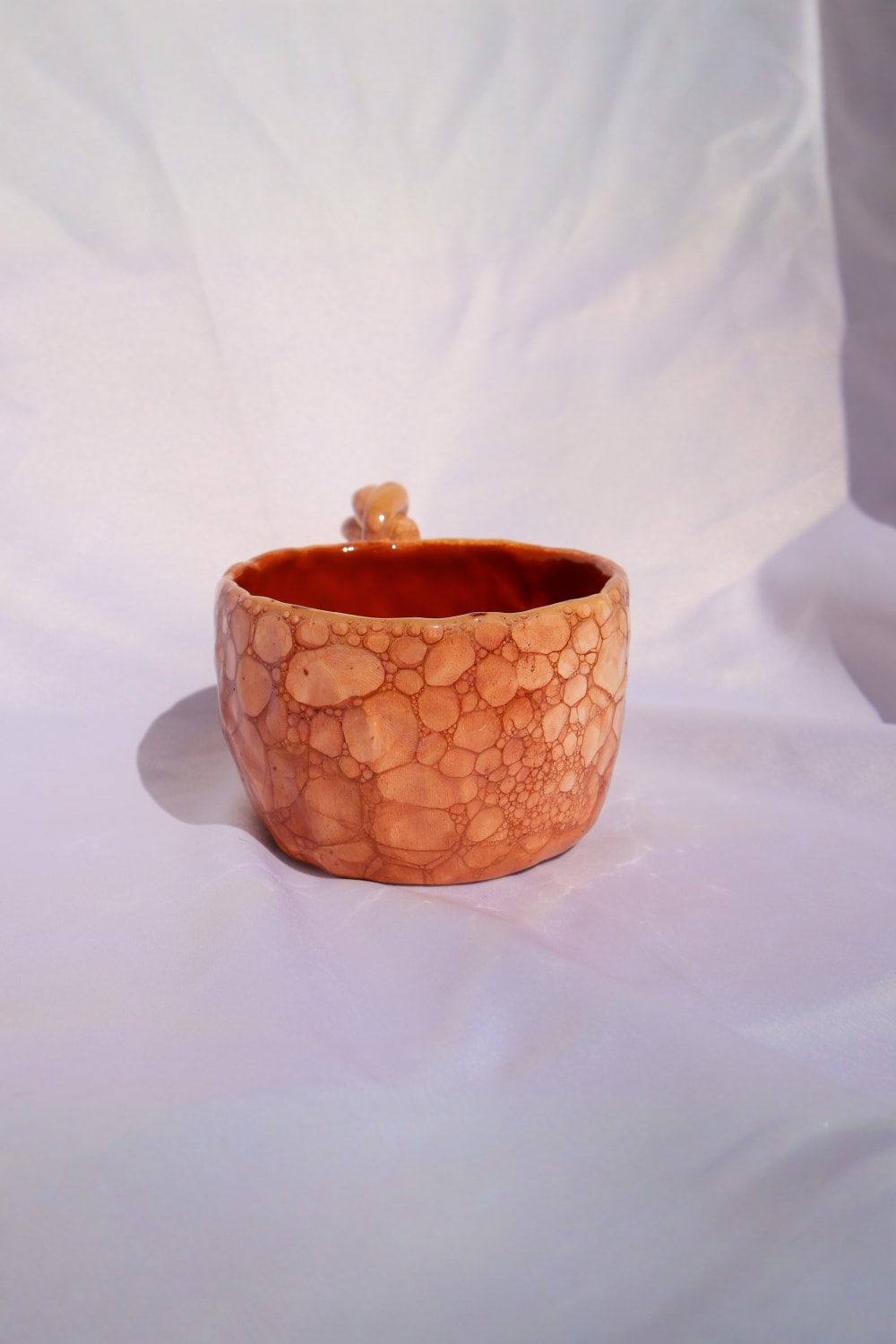 Lily & Loly Ceramics-Brown Bubble Kahverengi Bej Baloncuklu Kulplu El Yapımı Seramik Mug 200ml-Bardak-4-Milagron.com