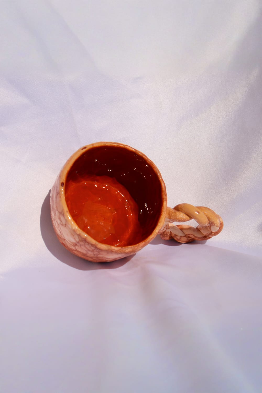 Lily & Loly Ceramics-Brown Bubble Kahverengi Bej Baloncuklu Kulplu El Yapımı Seramik Mug 200ml-Bardak-5-Milagron.com