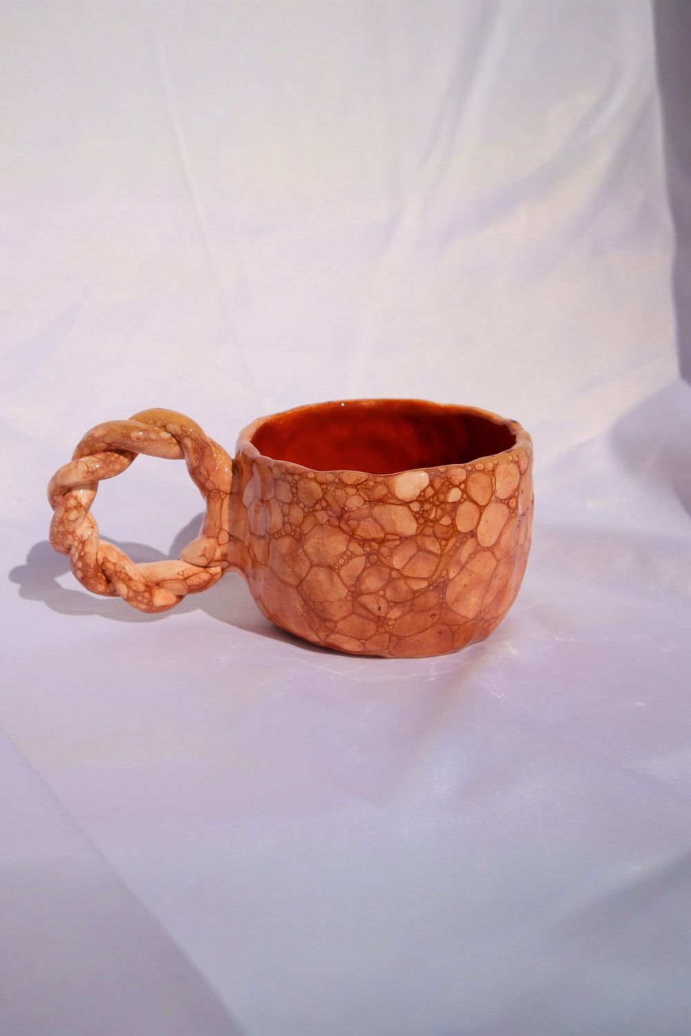 Lily & Loly Ceramics-Brown Bubble Kahverengi Bej Baloncuklu Kulplu El Yapımı Seramik Mug 200ml-Bardak-6-Milagron.com