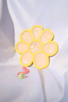 Lily & Loly Ceramics-El Yapımı Seramik Modern Sarı Papatya Resim Paleti Ve Tatlı Pembe Tırtıl Fırçalık 2'li Set-Resim-3-Milagron.com